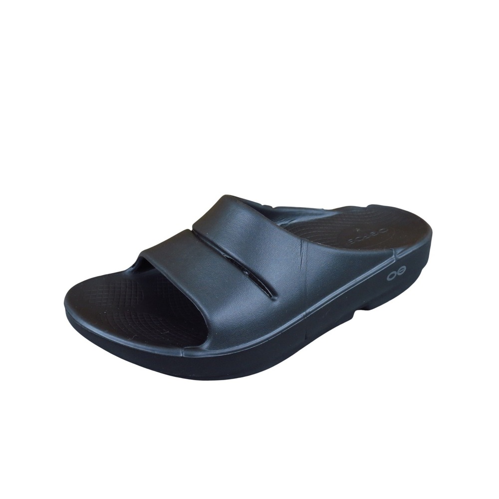 OOFOS OOahh Women Recovery Slide Sandals Size 7 Post-Workout Comfort Black Foam